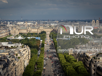 View of the Louvre Museum from the Arc de Triomph terrace in Paris, France, on July 12, 2024. (