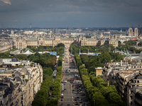 View of the Louvre Museum from the Arc de Triomph terrace in Paris, France, on July 12, 2024. (