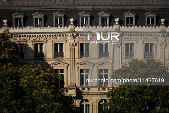 View of a Haussmann building from the Arc de Triomph terrace in Paris, France, on July 12, 2024. 