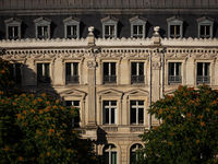 View of a Haussmann building from the Arc de Triomph terrace in Paris, France, on July 12, 2024. (