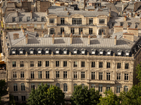 View of a Haussmann building from the Arc de Triomph terrace in Paris, France, on July 12, 2024. (