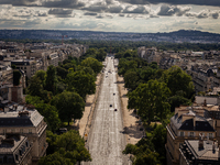 View of the Foch Avenue from the Arc de Triomph terrace, in Paris, France, on July 12, 2024. (