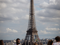 View of the Eiffel Tower from the Arc de Triomph terrace in Paris, France, on July 12, 2024. (