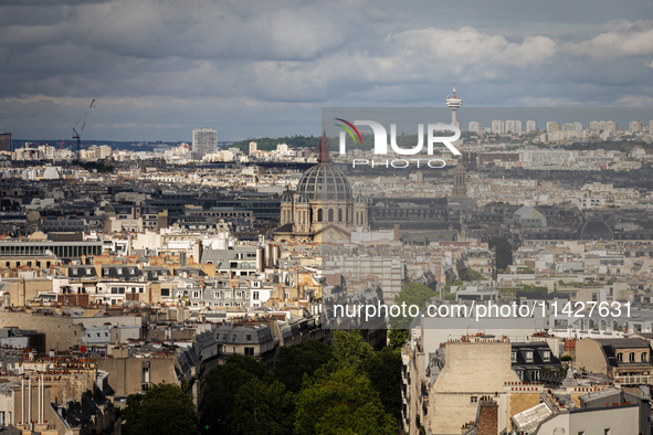 View of the Saint-Augustin Church from the Arc de Triomph terrace in Paris, France, on July 12, 2024. 