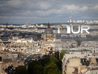 View of the Saint-Augustin Church from the Arc de Triomph terrace in Paris, France, on July 12, 2024. (