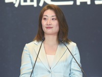 Kelly (Fuli Zong) is delivering a speech while attending a forum event in Hangzhou, China, on November 24, 2020. (