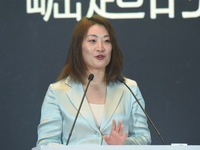 Kelly (Fuli Zong) is delivering a speech while attending a forum event in Hangzhou, China, on November 24, 2020. (