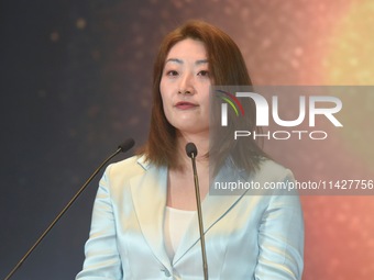 Kelly (Fuli Zong) is delivering a speech while attending a forum event in Hangzhou, China, on November 24, 2020. (