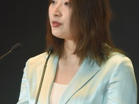 Kelly (Fuli Zong) is delivering a speech while attending a forum event in Hangzhou, China, on November 24, 2020. (