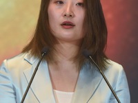 Kelly (Fuli Zong) is delivering a speech while attending a forum event in Hangzhou, China, on November 24, 2020. (