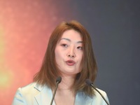 Kelly (Fuli Zong) is delivering a speech while attending a forum event in Hangzhou, China, on November 24, 2020. (