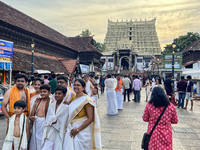 Hindu devotees are visiting the historic Sree Padmanabhaswamy Temple during the Panguni Utsavam (Painkuni Utsavam) festival in Thiruvanantha...