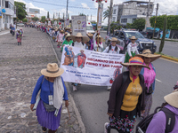 Pilgrim women from the Sierra Gorda of Queretaro are arriving at the Municipality of San Juan del Rio to continue their journey heading to t...