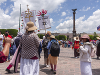 Pilgrim women from the Sierra Gorda of Queretaro are arriving at the Municipality of San Juan del Rio to continue their journey heading to t...