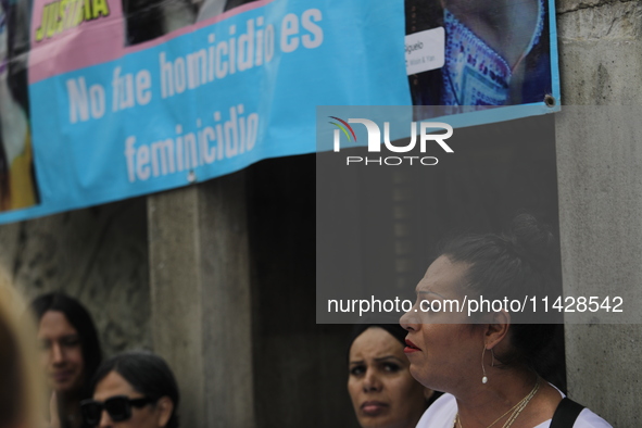 Activist Kenia Cuevas is speaking during a demonstration at the Angel de la Independencia for the ''Paola Buenrostro Law'', approved last Th...