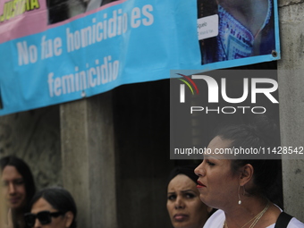 Activist Kenia Cuevas is speaking during a demonstration at the Angel de la Independencia for the ''Paola Buenrostro Law'', approved last Th...