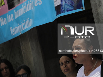 Activist Kenia Cuevas is speaking during a demonstration at the Angel de la Independencia for the ''Paola Buenrostro Law'', approved last Th...