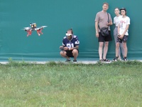 A participant in the 2nd Drone Racing Tournament by the Federation of Military Technological Sports of Ukraine is flying a drone in Bilohoro...