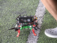 A cargo drone is being seen during the 2nd Drone Racing Tournament by the Federation of Military and Technological Sports of Ukraine in Bilo...