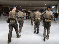 PARIS, FRANCE - JULY 22:   
One of many French Army patrols deployed in airports, train stations, and other crowded places and locations aro...