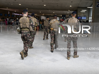 PARIS, FRANCE - JULY 22:   
One of many French Army patrols deployed in airports, train stations, and other crowded places and locations aro...