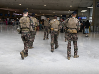 PARIS, FRANCE - JULY 22:   
One of many French Army patrols deployed in airports, train stations, and other crowded places and locations aro...