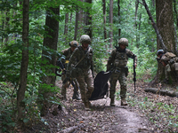 Servicemen of the 3rd Colonel Petro Bolbochan Brigade of Operational Assignment of Ukraine's National Guard (also known as the Spartan Briga...