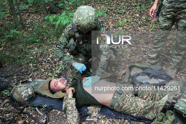 Servicemen of the 3rd Colonel Petro Bolbochan Brigade of Operational Assignment of Ukraine's National Guard (also known as the Spartan Briga...