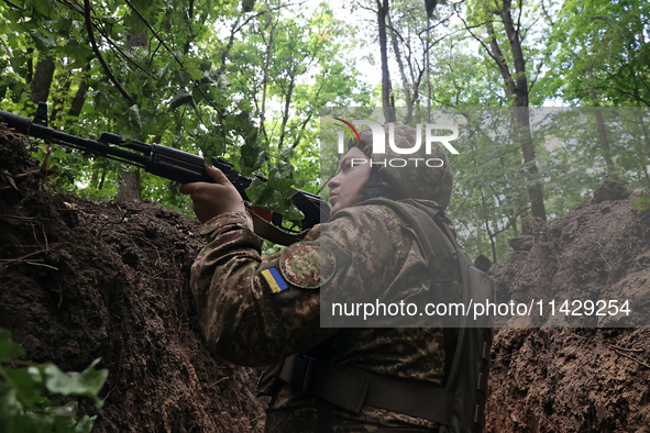 A serviceman of the 3rd Colonel Petro Bolbochan Brigade of Operational Assignment of Ukraine's National Guard (also known as the Spartan Bri...