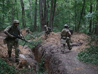 Servicemen of the 3rd Colonel Petro Bolbochan Brigade of Operational Assignment of Ukraine's National Guard (also known as the Spartan Briga...