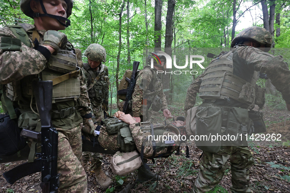 Servicemen of the 3rd Colonel Petro Bolbochan Brigade of Operational Assignment of Ukraine's National Guard (also known as the Spartan Briga...