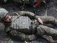 A serviceman of the 3rd Colonel Petro Bolbochan Brigade of Operational Assignment of Ukraine's National Guard (also known as the Spartan Bri...