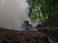 A serviceman of the 3rd Colonel Petro Bolbochan Brigade of Operational Assignment of Ukraine's National Guard (also known as the Spartan Bri...