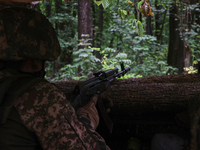 A serviceman of the 3rd Colonel Petro Bolbochan Brigade of Operational Assignment of Ukraine's National Guard (also known as the Spartan Bri...