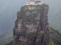 An aerial photo is showing Mount Fanjing goldentop in Tongren city, Guizhou province, China, on July 16, 2024. (