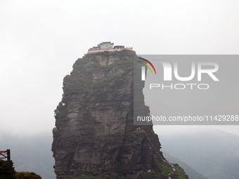 An aerial photo is showing Mount Fanjing goldentop in Tongren city, Guizhou province, China, on July 16, 2024. (