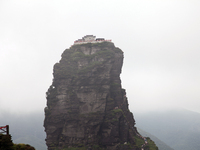 An aerial photo is showing Mount Fanjing goldentop in Tongren city, Guizhou province, China, on July 16, 2024. (