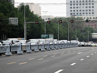 An intelligent mobile guardrail of a ''tidal lane robot'' is being seen at Shenyang Youth North Street in Shenyang, Liaoning province, China...