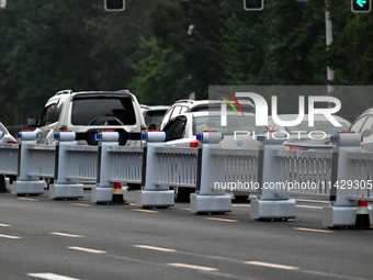 An intelligent mobile guardrail of a ''tidal lane robot'' is being seen at Shenyang Youth North Street in Shenyang, Liaoning province, China...