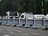 An intelligent mobile guardrail of a ''tidal lane robot'' is being seen at Shenyang Youth North Street in Shenyang, Liaoning province, China...