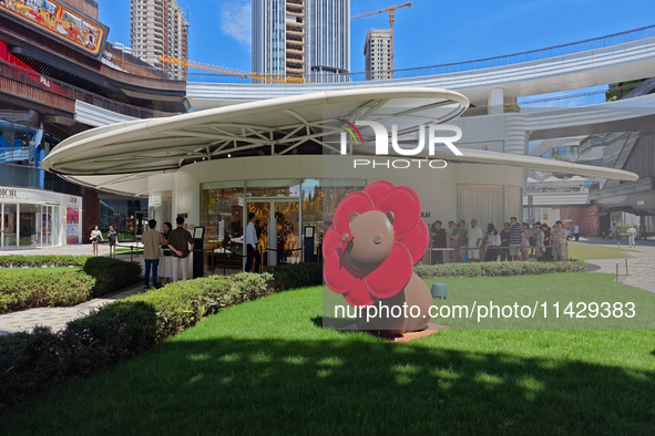 Tourists are lining up at Louis Vuitton's first chocolate store in Shanghai, China, on July 23, 2024. 