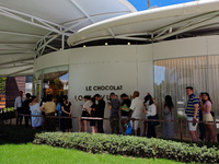 Tourists are lining up at Louis Vuitton's first chocolate store in Shanghai, China, on July 23, 2024. (