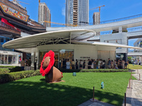 Tourists are lining up at Louis Vuitton's first chocolate store in Shanghai, China, on July 23, 2024. (