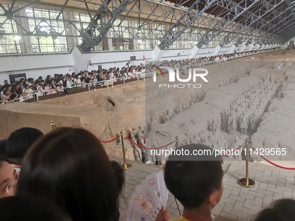 Tourists are visiting Emperor Qinshihuang's Mausoleum Site Museum in Xi'an, China, on July 13, 2024. 