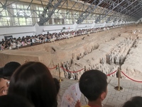 Tourists are visiting Emperor Qinshihuang's Mausoleum Site Museum in Xi'an, China, on July 13, 2024. (