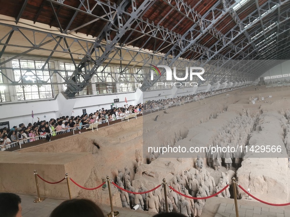 Tourists are visiting Emperor Qinshihuang's Mausoleum Site Museum in Xi'an, China, on July 13, 2024. 