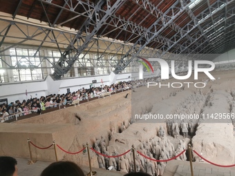 Tourists are visiting Emperor Qinshihuang's Mausoleum Site Museum in Xi'an, China, on July 13, 2024. (