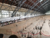 Tourists are visiting Emperor Qinshihuang's Mausoleum Site Museum in Xi'an, China, on July 13, 2024. (