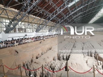 Tourists are visiting Emperor Qinshihuang's Mausoleum Site Museum in Xi'an, China, on July 13, 2024. (