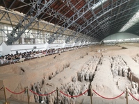 Tourists are visiting Emperor Qinshihuang's Mausoleum Site Museum in Xi'an, China, on July 13, 2024. (